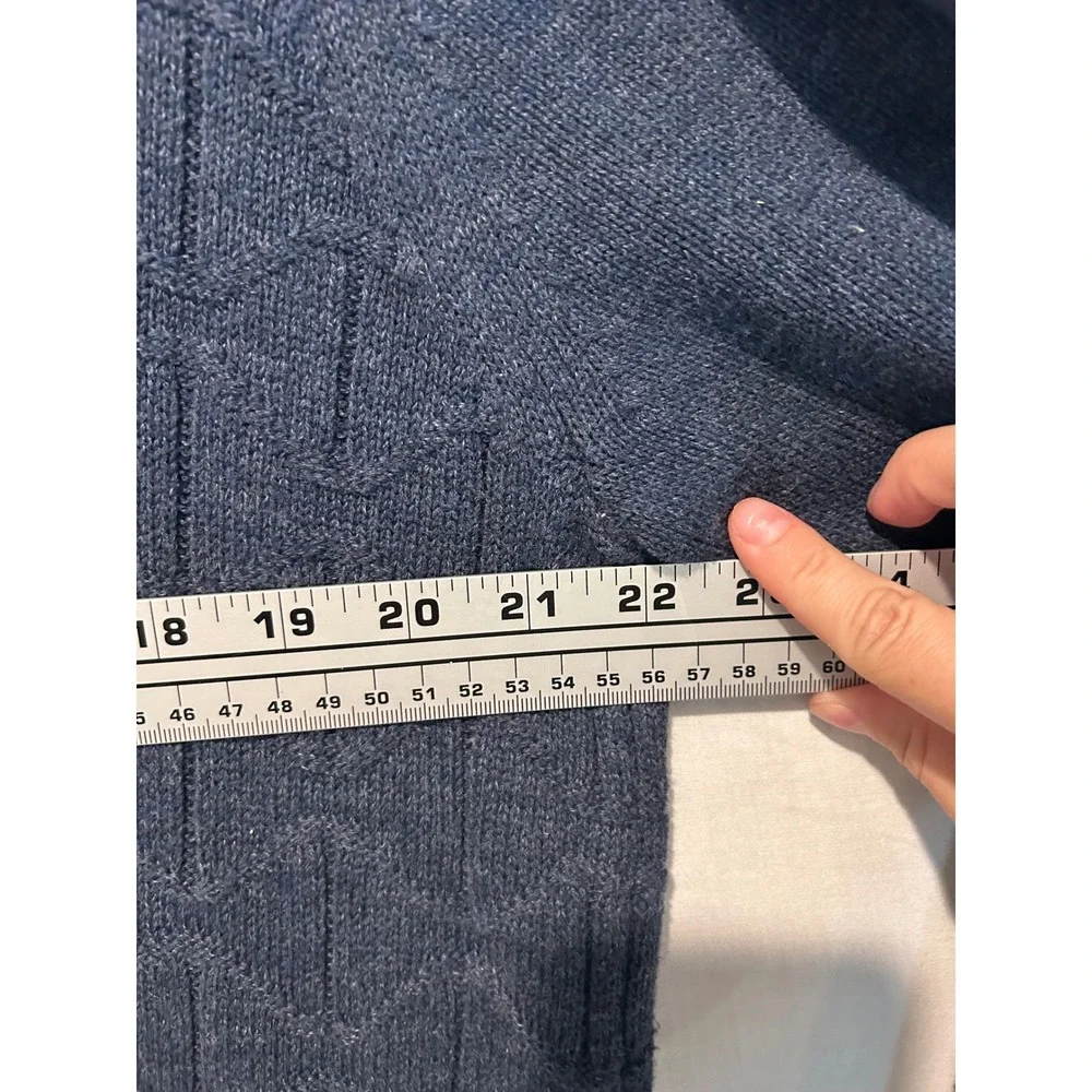 Tommy Bahama Mens XL Navy Blue Textured Geometric Quarter Zip Sweater 193-T42302